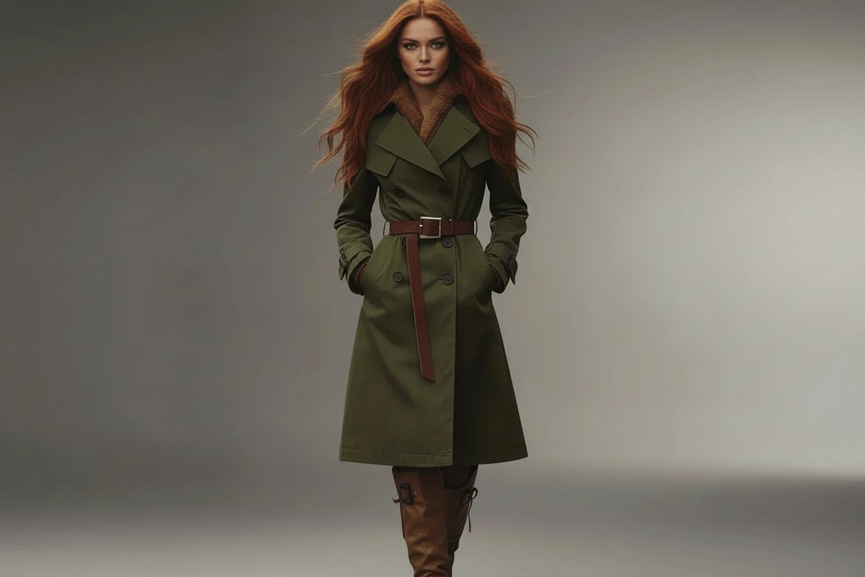 Elegancki Długi Trencz Damski Dwurzędowy Eclipse