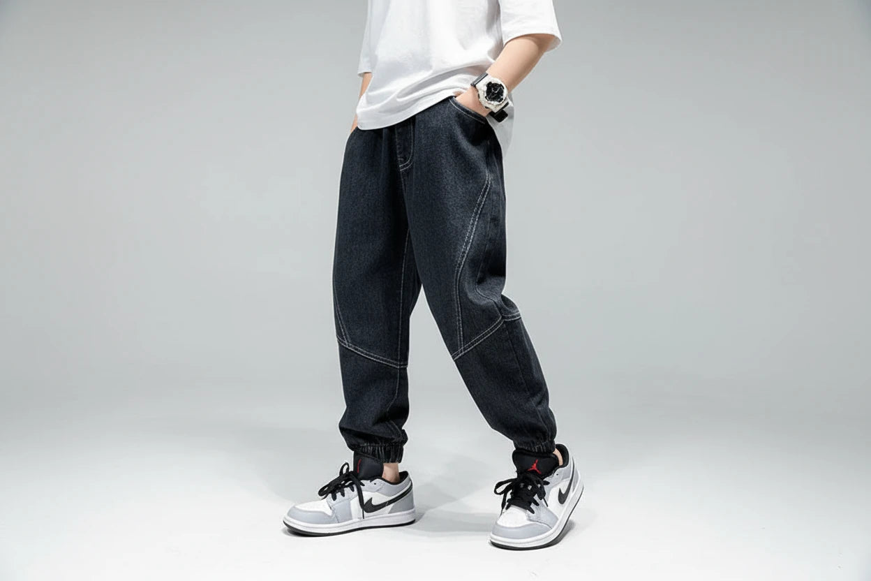 Luźne jeansy chłopięce baggy – spodnie dziecięce dla nastolatków,