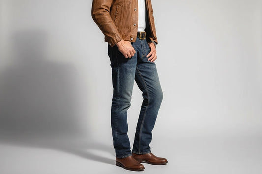 11.5oz bawełniane Jeansy Męskie Washed Straight z Kieszeniami