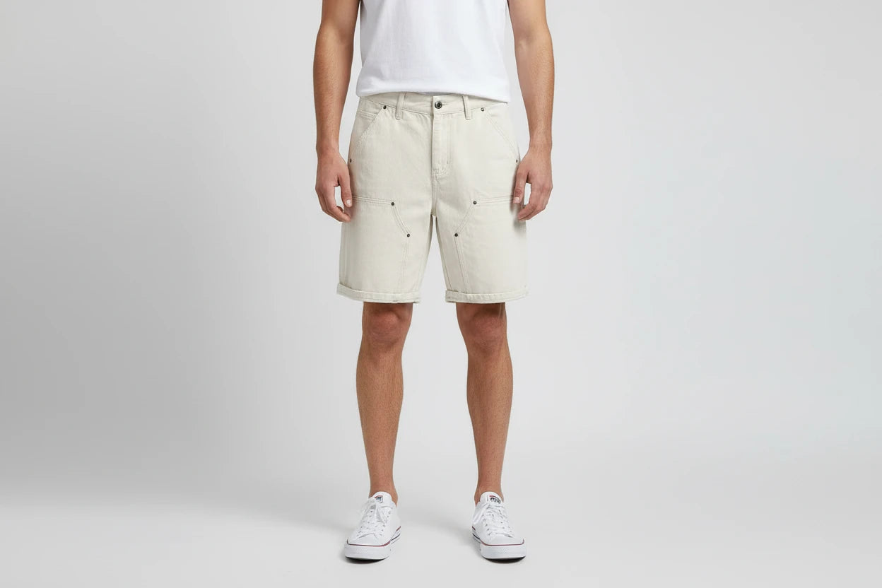 Męskie białe szorty jeansowe premium denim