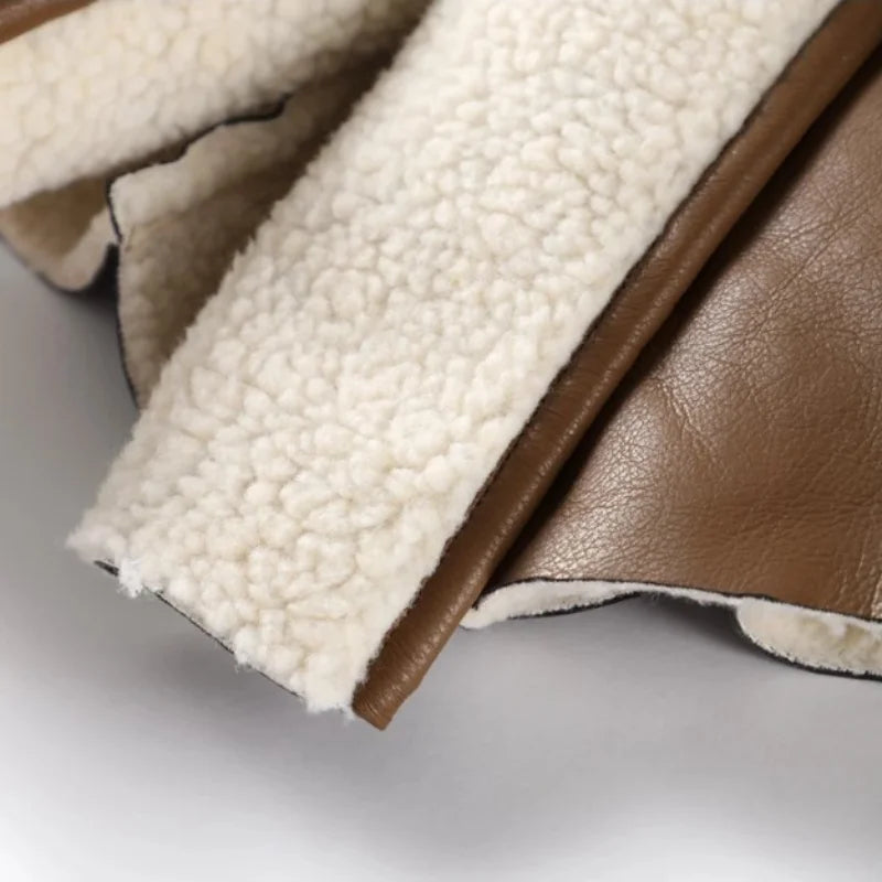 Kurtka Skórzana Damska z Paskiem i Kapturem