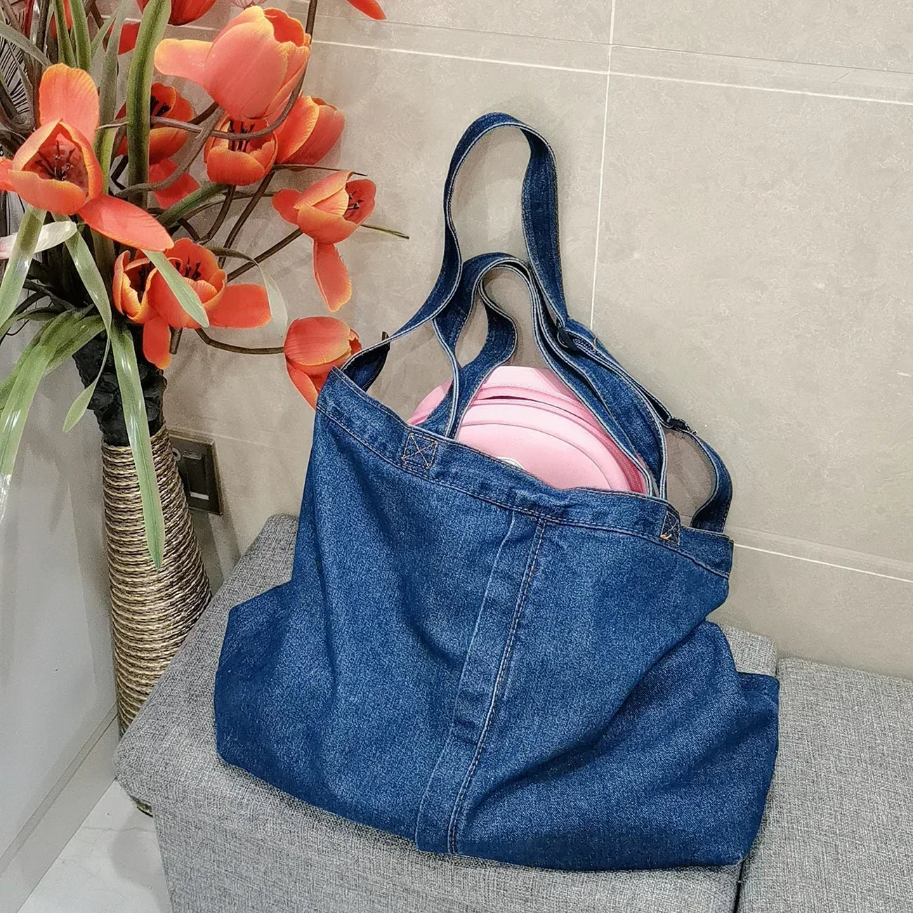 Torba Denim Casual Jeans Granat