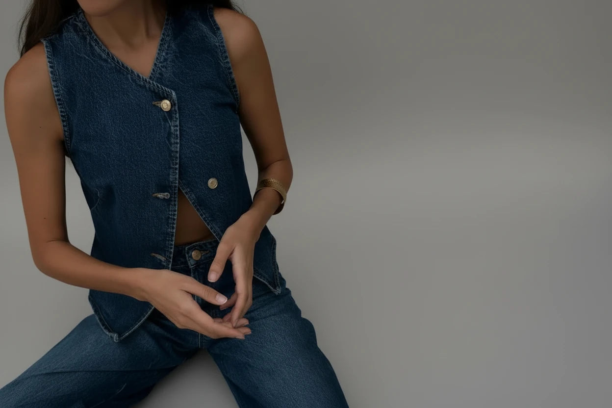 Asymetryczna kamizelka Jeans skos