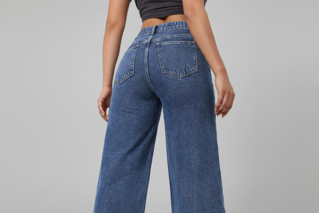 Jeansy damskie wide leg z wysokim stanem Denimfreh