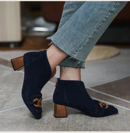 Botki zamszowe jesień/zima kwadratowy obcas