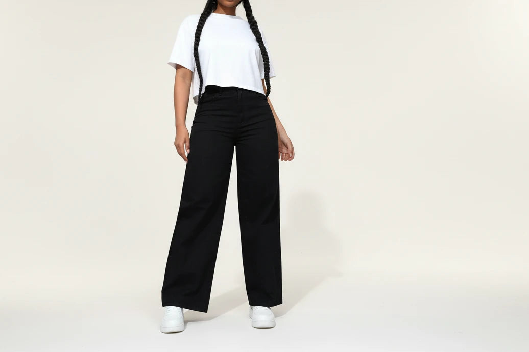 Jeansy damskie wide leg z wysokim stanem Denimfreh