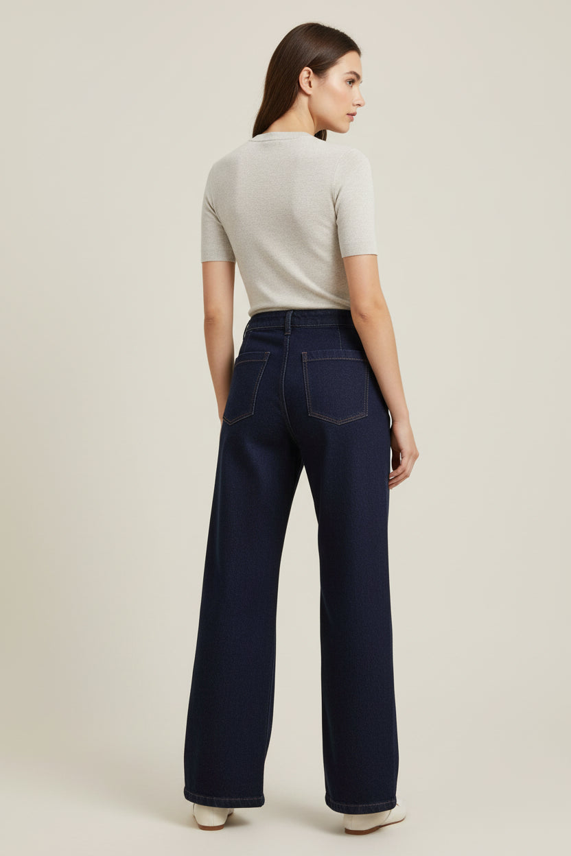 UrbanEase– Damskie Jeansy Vintage z Wysokim Stanem, Letni Denim z Paskiem, Prosty Krój