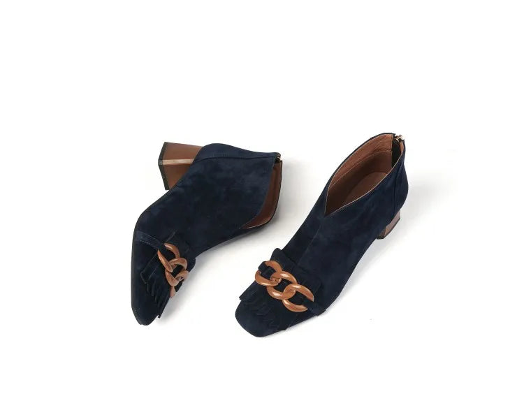 Botki zamszowe jesień/zima kwadratowy obcas