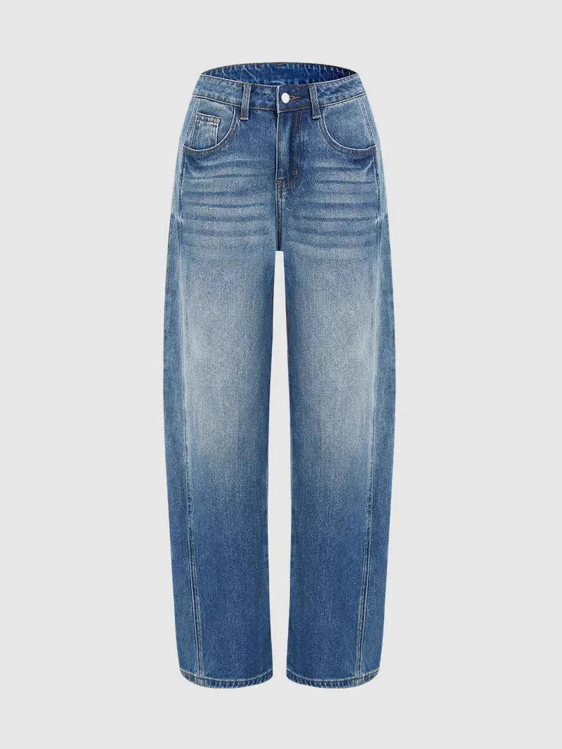 Modne Jeansy Damskie z Wysokim Stanem i Szerokimi Nogawkami