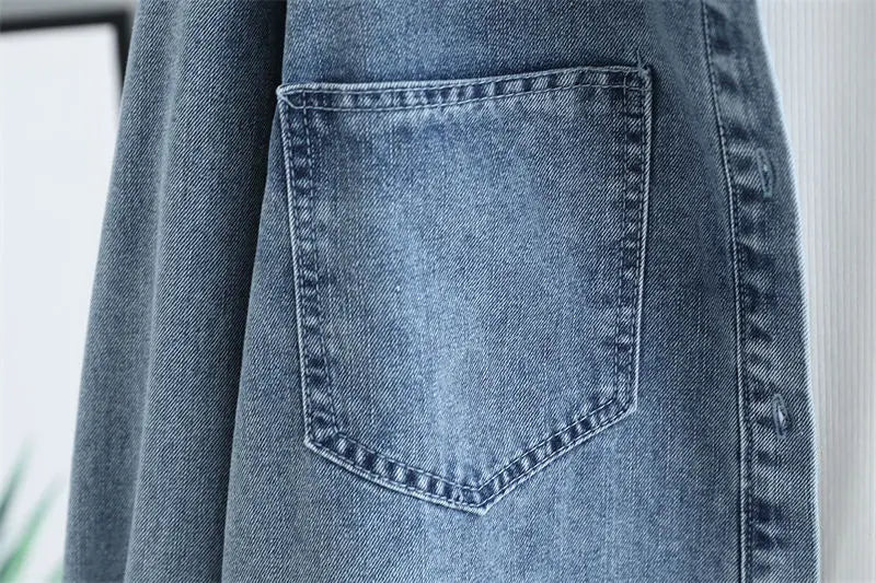 Koszula Jeansowa Damska Overshirt z Kieszeniami