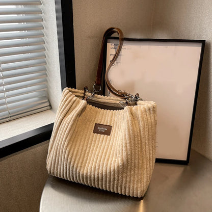 Elegancka Torebka na Ramię "Single Shoulder" ze Sztruksu