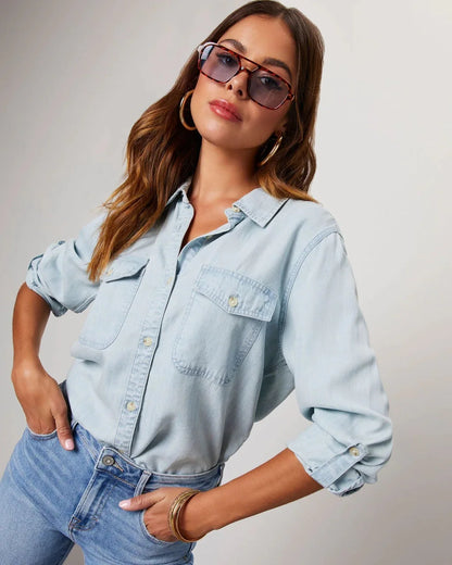 Jeansowa koszula Basic denim długi rękaw