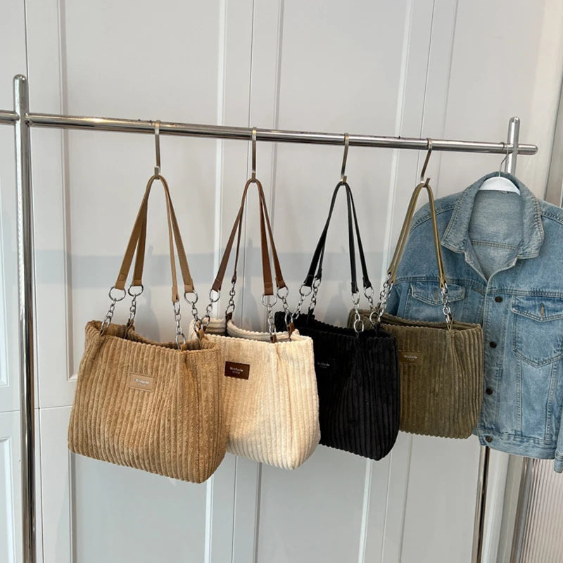 Elegancka Torebka na Ramię "Single Shoulder" ze Sztruksu