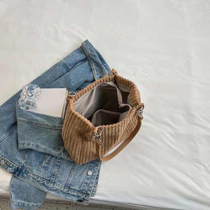 Elegancka Torebka na Ramię "Single Shoulder" ze Sztruksu