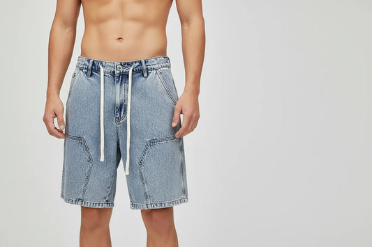 Letnie Męskie Szorty Jeansowe do Kolan – Pięciokieszeniowe