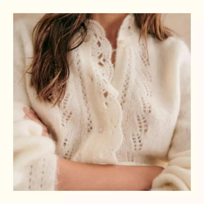 Francuski Elegancki Kardigan Dzianinowy