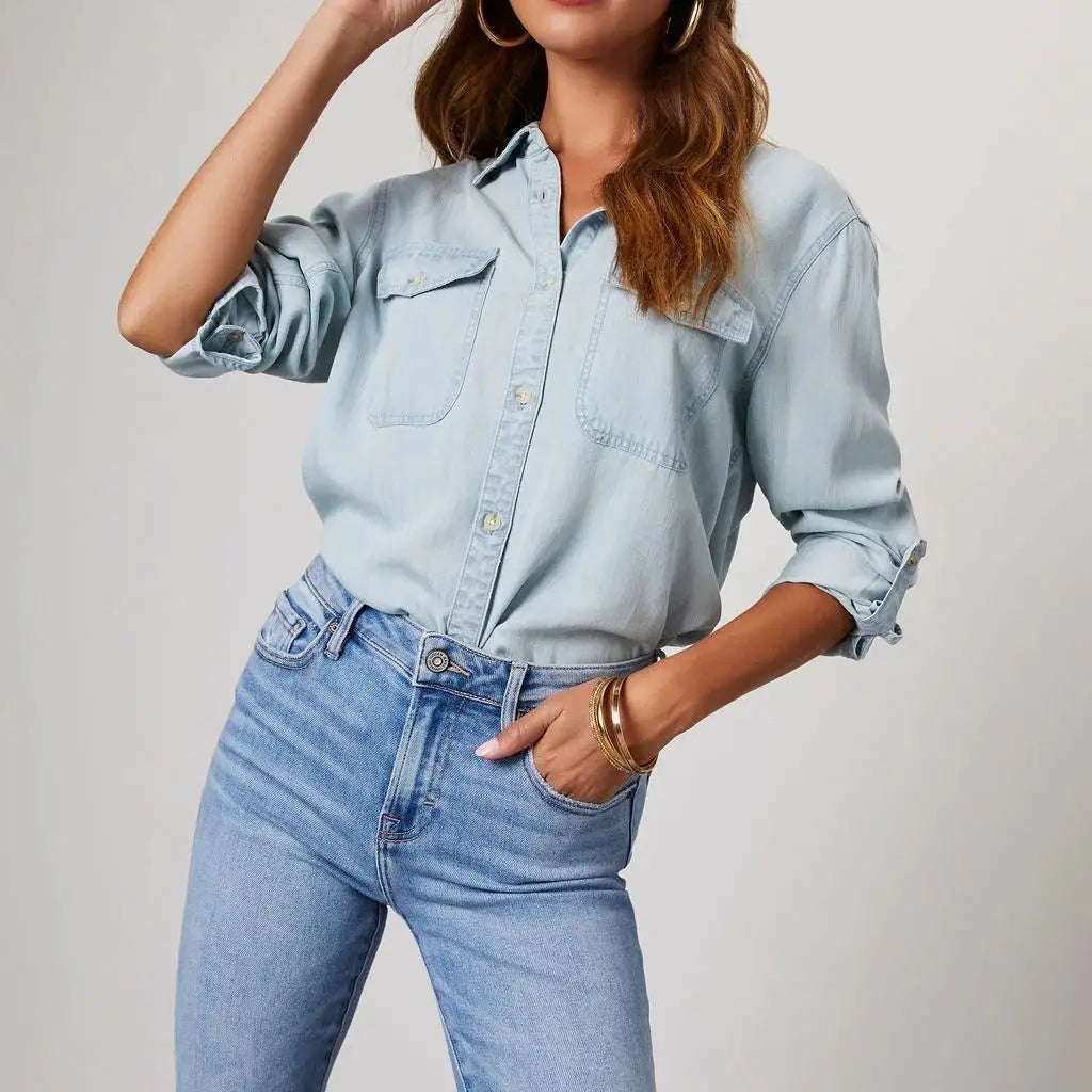 Jeansowa koszula Basic denim długi rękaw
