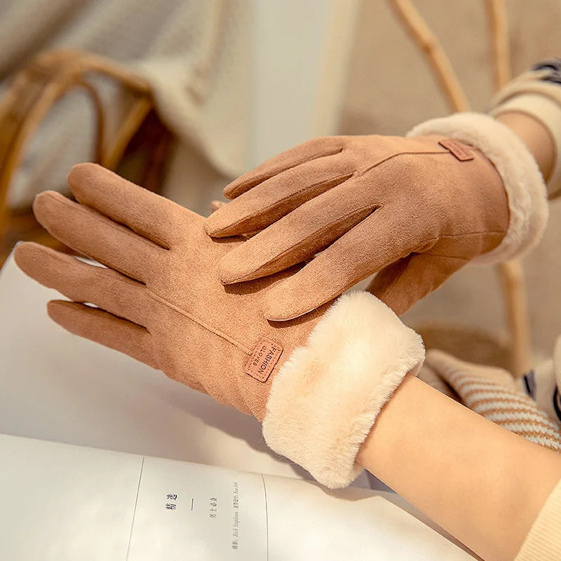 Rękawiczki Damskie z Futerkowym Wykończeniem Four colors