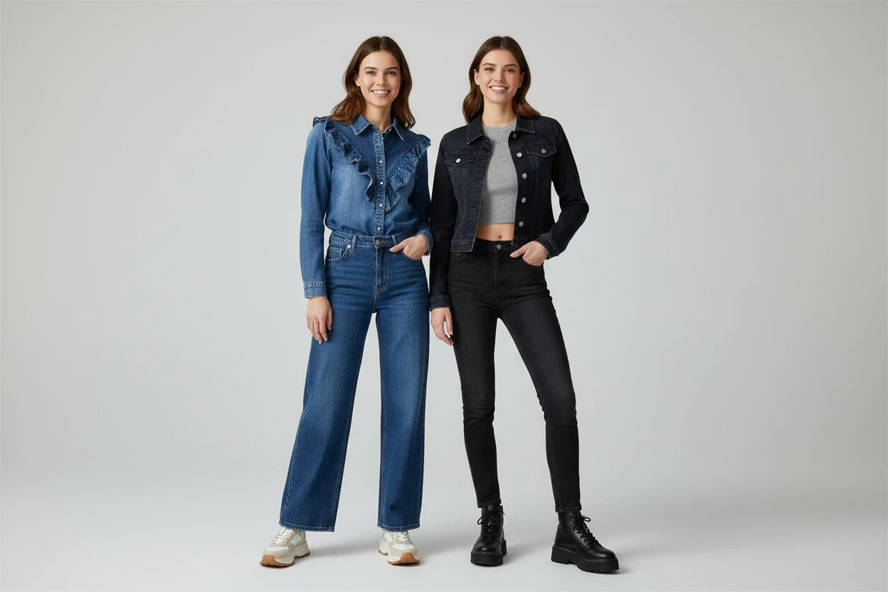 Koszula dżinsowa Volant z falbanami na karczku