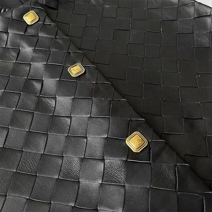 Ręcznie Dziana Skórzana Kamizelka Damska Skóra owcza