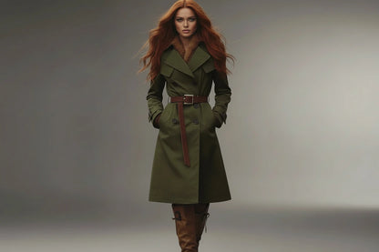 Elegancki Długi Trencz Damski Dwurzędowy Eclipse