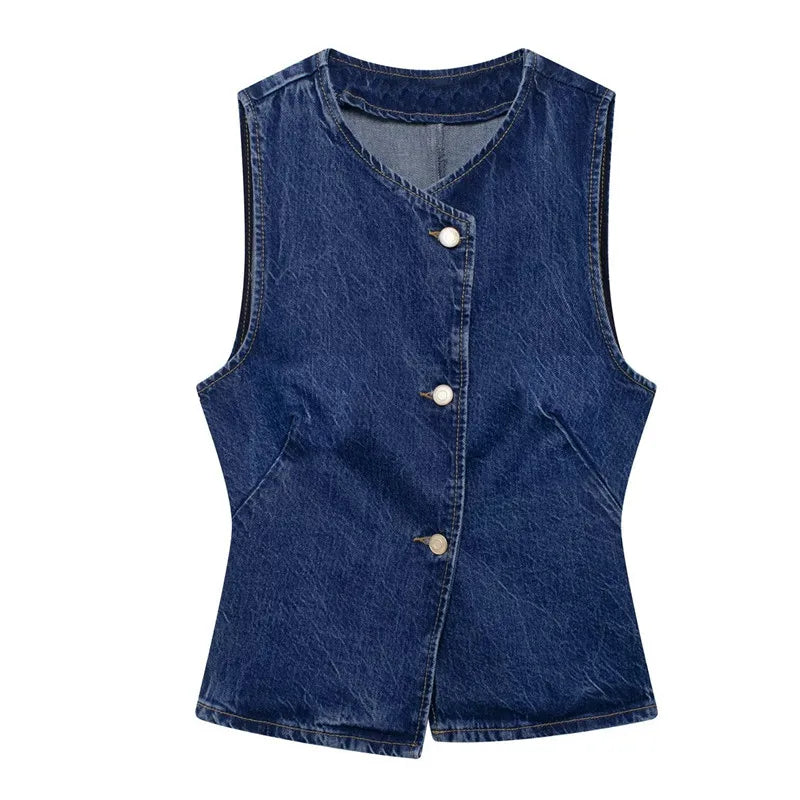 Asymetryczna kamizelka Jeans skos