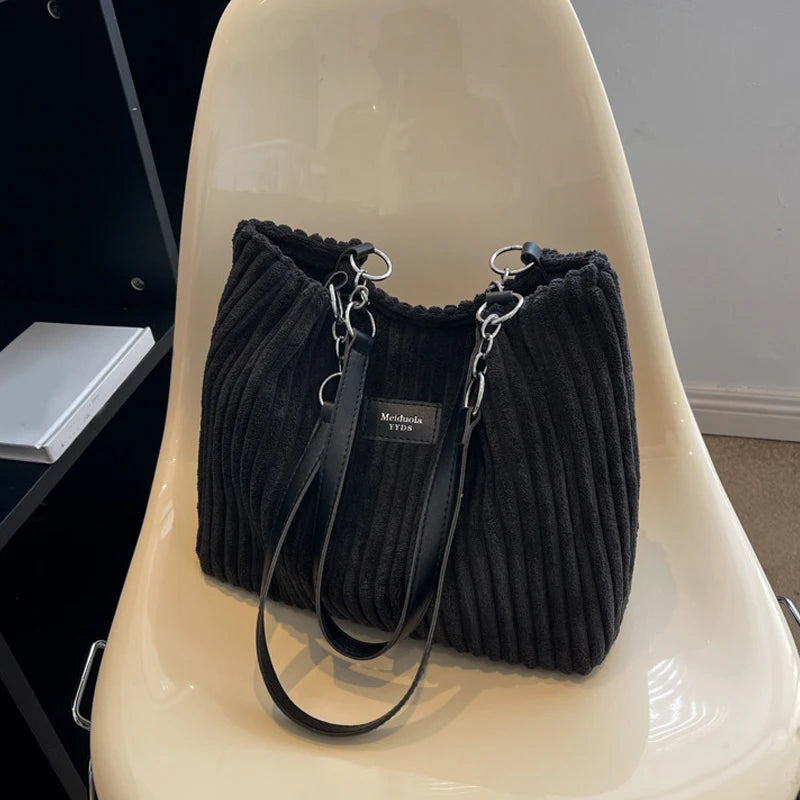 Elegancka Torebka na Ramię "Single Shoulder" ze Sztruksu