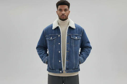 Urban Denim Jacket dla mężczyzn – dopasowana kurtka jeansowa z ociepleniem wełnianym