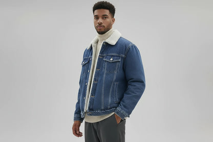 Urban Denim Jacket dla mężczyzn – dopasowana kurtka jeansowa z ociepleniem wełnianym