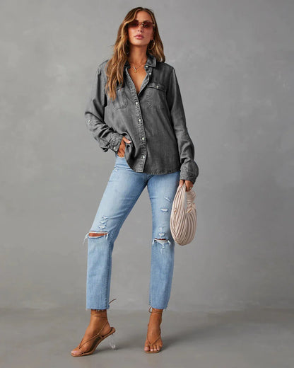 Jeansowa koszula Basic denim długi rękaw