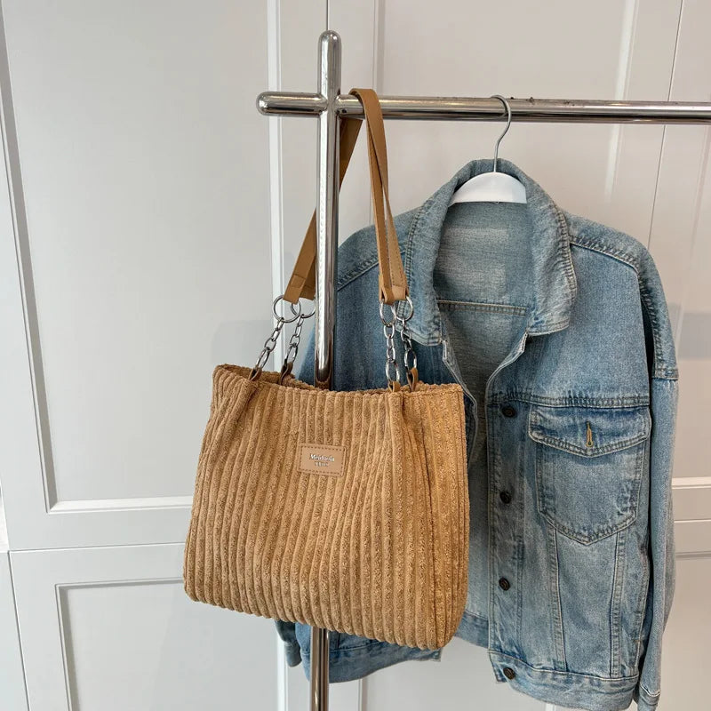 Elegancka Torebka na Ramię "Single Shoulder" ze Sztruksu