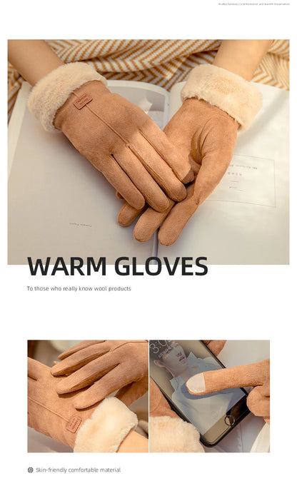 Rękawiczki Damskie z Futerkowym Wykończeniem Four colors