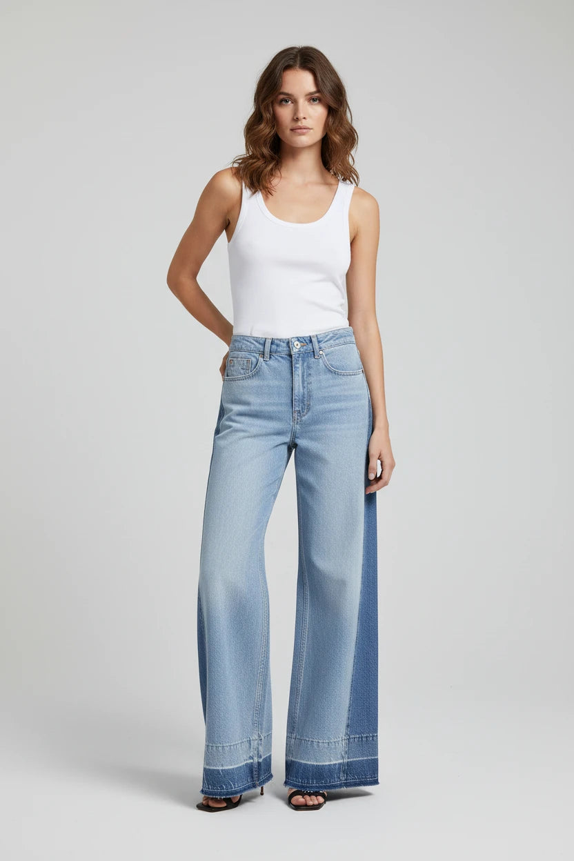 Damskie Jeansy Baggy Denim Z Wysokim Stanem i Kieszeniami