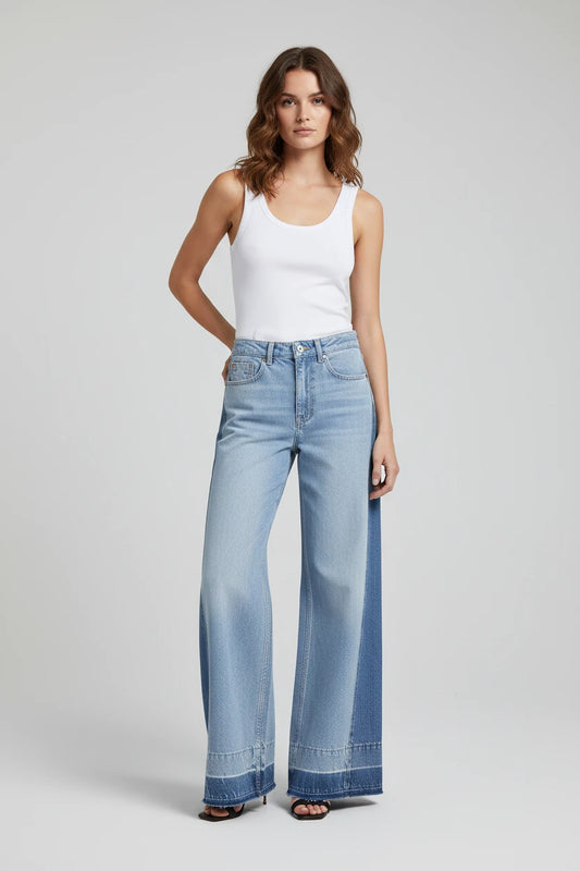 Damskie Jeansy Baggy Denim Z Wysokim Stanem i Kieszeniami