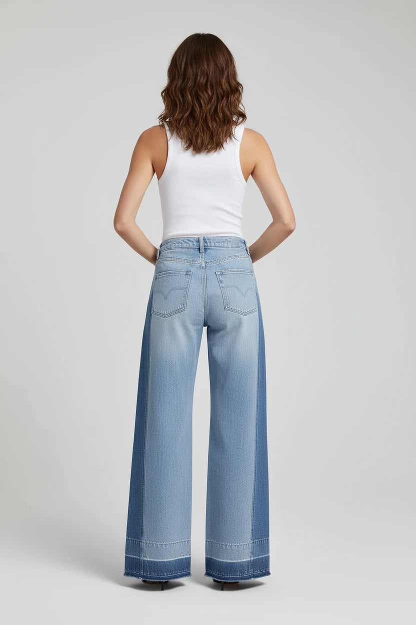 Damskie Jeansy Baggy Denim Z Wysokim Stanem i Kieszeniami