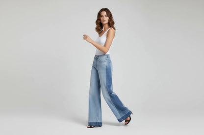 Damskie Jeansy Baggy Denim Z Wysokim Stanem i Kieszeniami