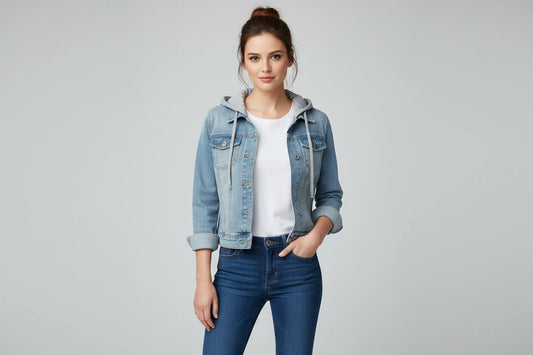 Jeansowa kurtka z kapturem