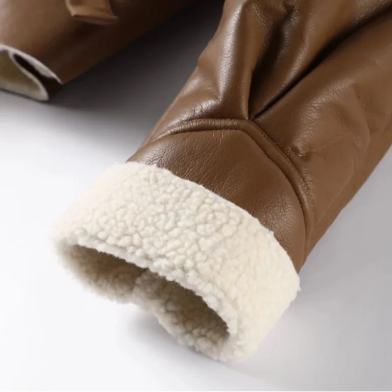 Kurtka Skórzana Damska z Paskiem i Kapturem