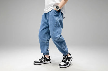 Luźne jeansy chłopięce baggy – spodnie dziecięce dla nastolatków,