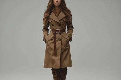 Elegancki Długi Trencz Damski Dwurzędowy Eclipse