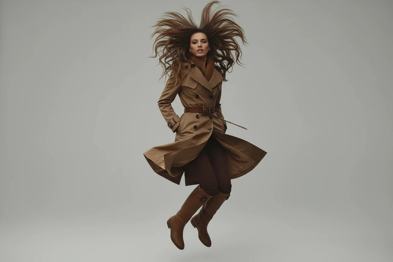 Elegancki Długi Trencz Damski Dwurzędowy Eclipse