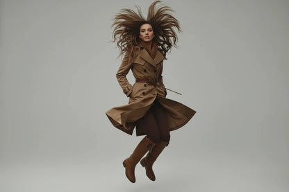 Elegancki Długi Trencz Damski Dwurzędowy Eclipse