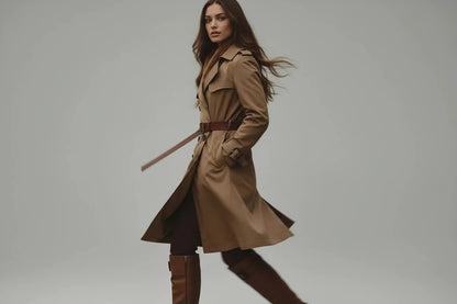 Elegancki Długi Trencz Damski Dwurzędowy Eclipse