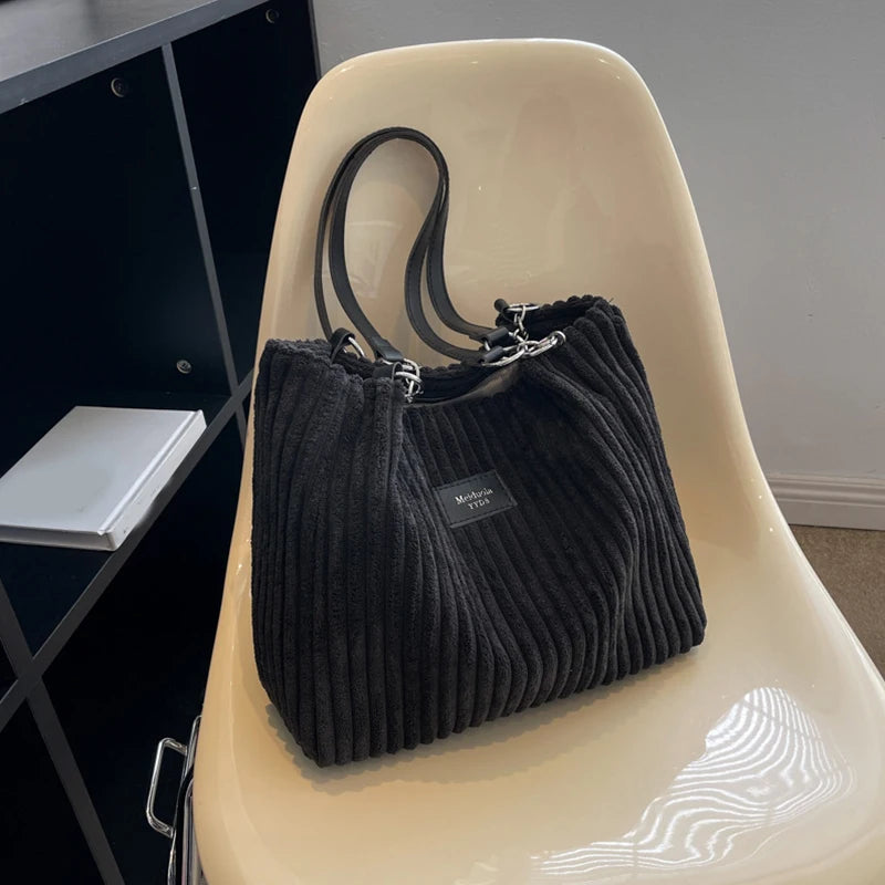 Elegancka Torebka na Ramię "Single Shoulder" ze Sztruksu