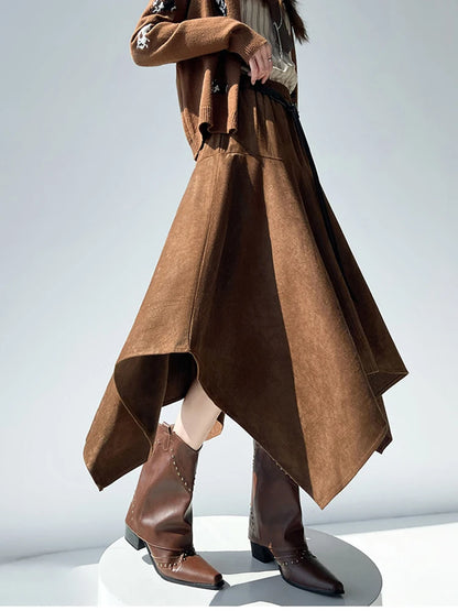 Zamszowa Spódnica Geometryczna Dynamika Retro