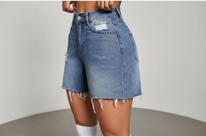 Stylowe damskie szorty jeansowe z wysokim stanem mom jeans