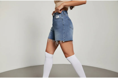 Stylowe damskie szorty jeansowe z wysokim stanem mom jeans