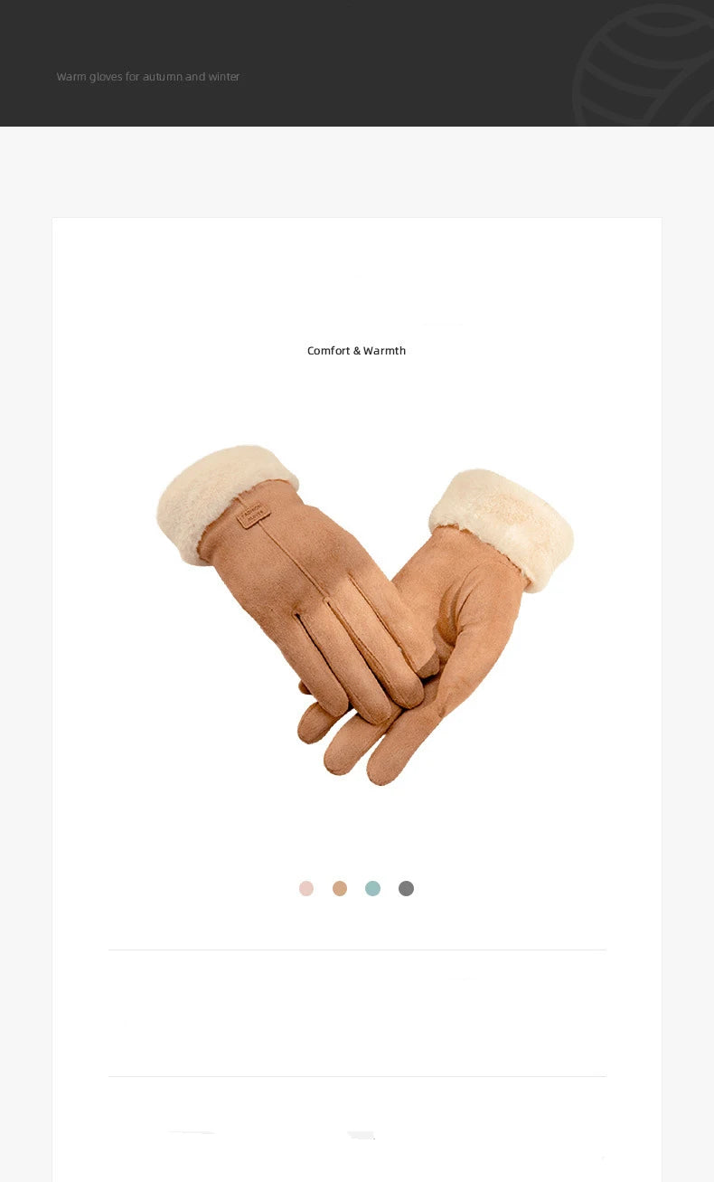 Rękawiczki Damskie z Futerkowym Wykończeniem Four colors