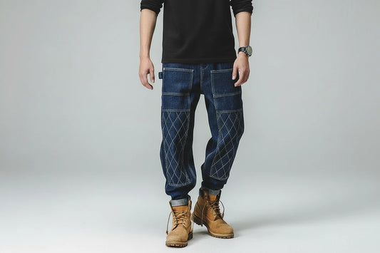 Męskie Jeansy  Szerokie Proste Denimowe Casual Hip Hop