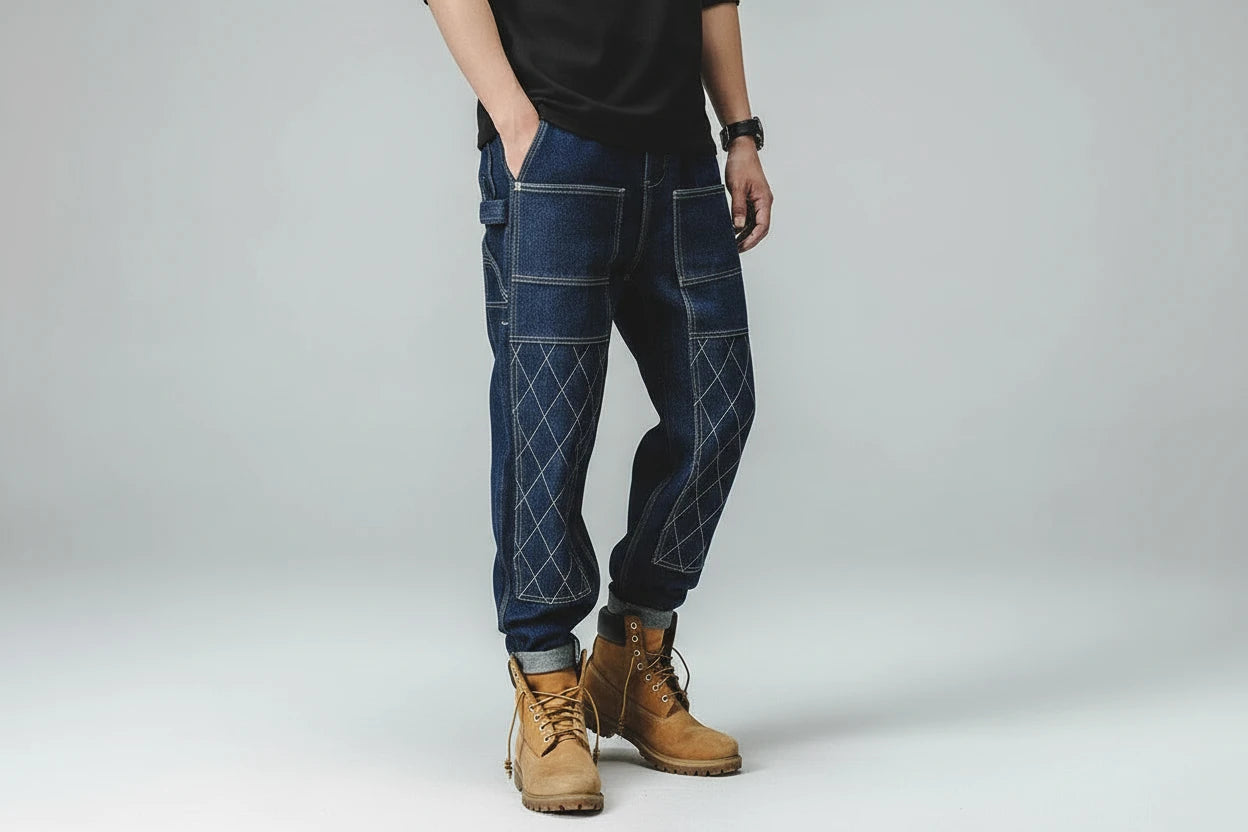 Męskie Jeansy  Szerokie Proste Denimowe Casual Hip Hop